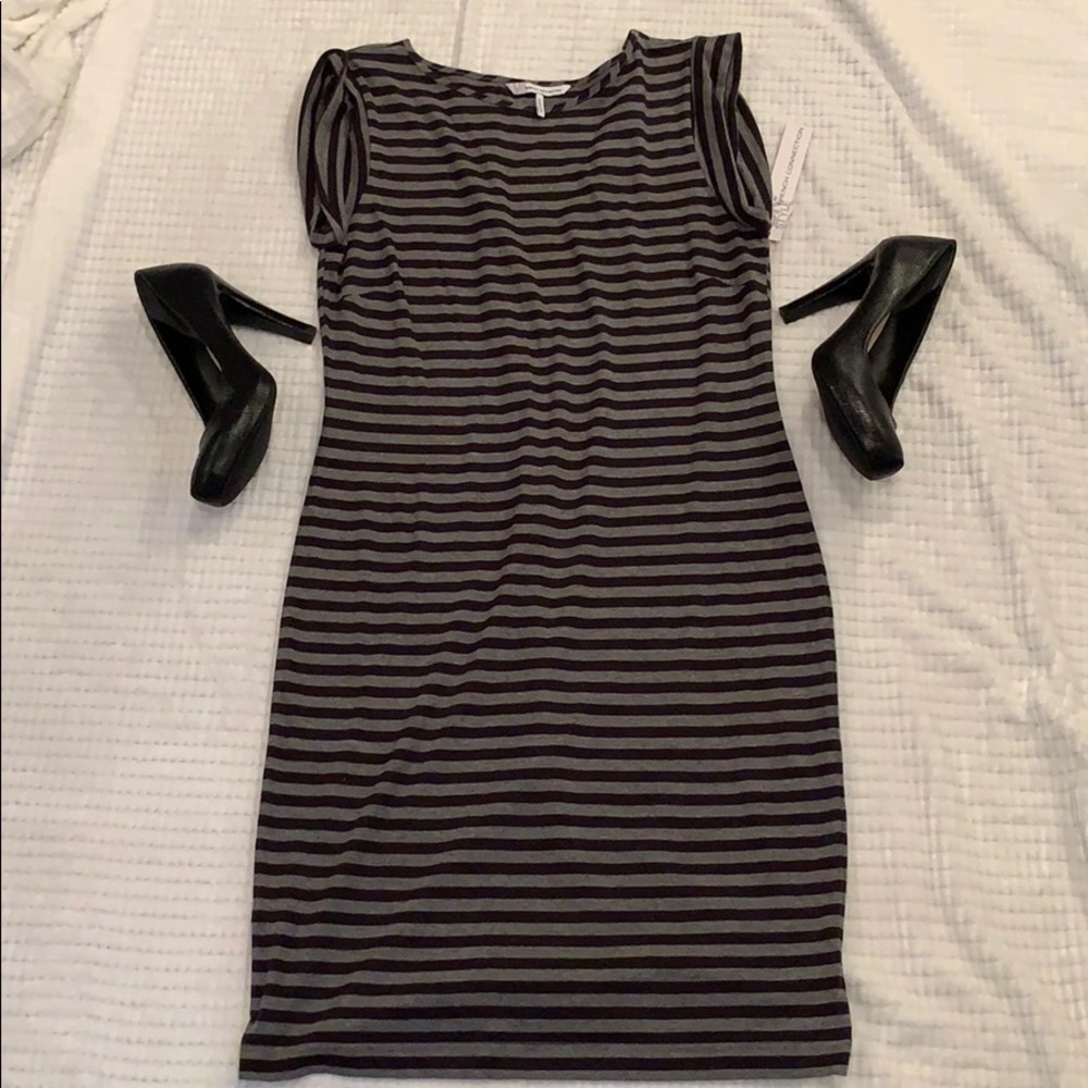 Black grey striped dress